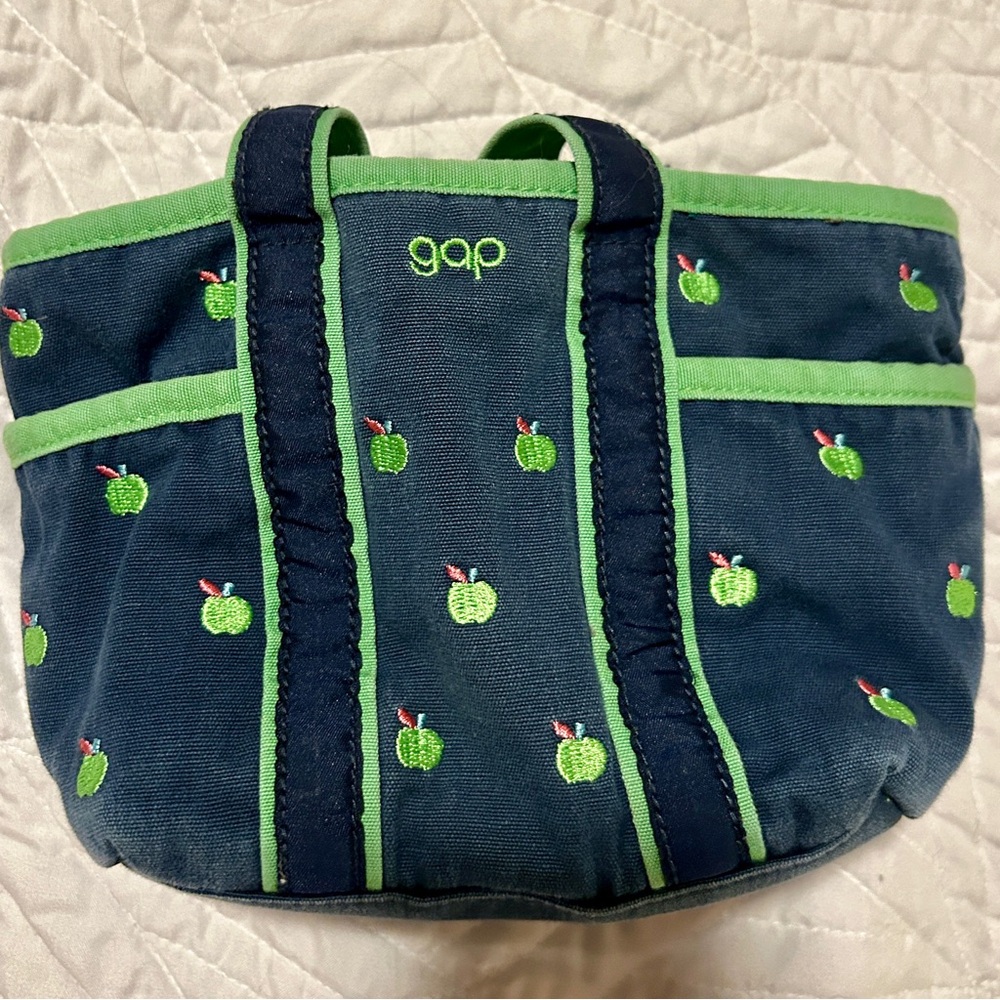 GAP Navy Blue & Green Canvas Apple Baby Girl Purse Bag - Picture 4 of 4